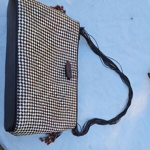 Stylish Checkered Tote Bag with Black Handles